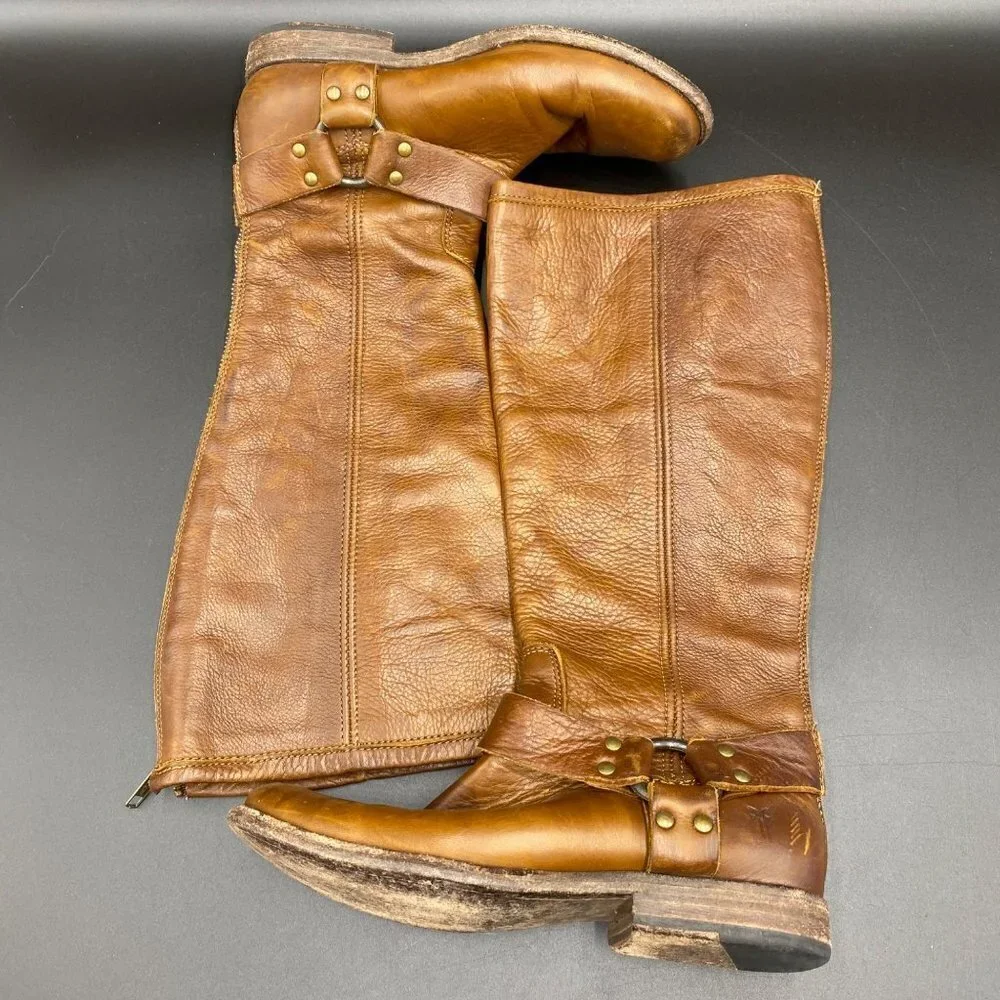 Frye Full Back Zip Brown Boots Women's Size 6